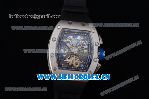Richard Mille RM011-FM Asia ST25 Automatic Steel Case with Skeleton Dial and Black Rubber Strap Arabic Numeral Markers - Click Image to Close